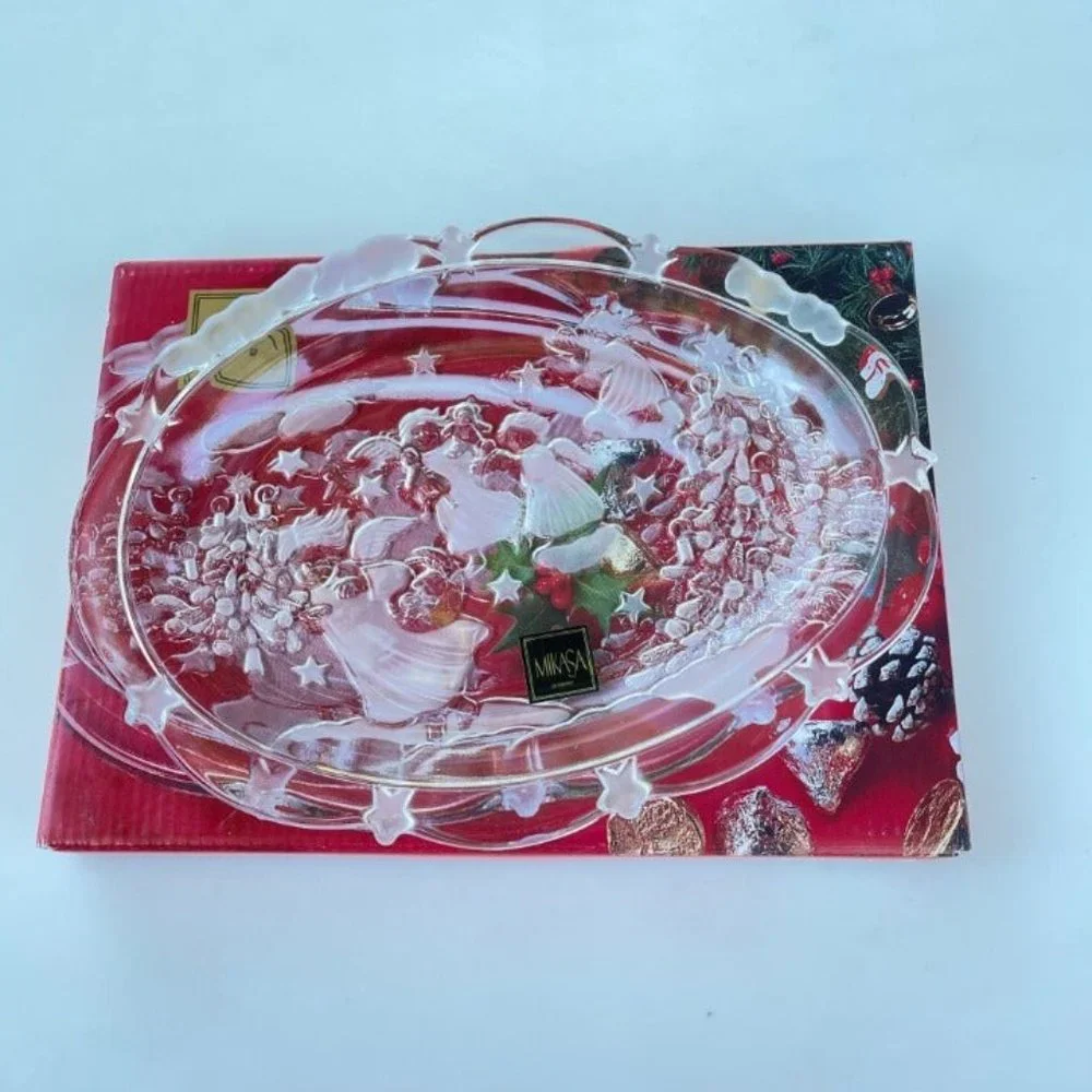 Mikasa Vintage Small Oval Crystal Candy Dish With Angels Design 9.2x7.0in‎